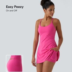 HALARA Pink Mini Dress with Asymmetrical Hem